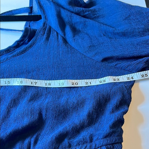 Kings Road Navy Blue Boho Midi Dress with Floral Lace Embroidered Sleeves 3X EUC - Picture 6 of 9